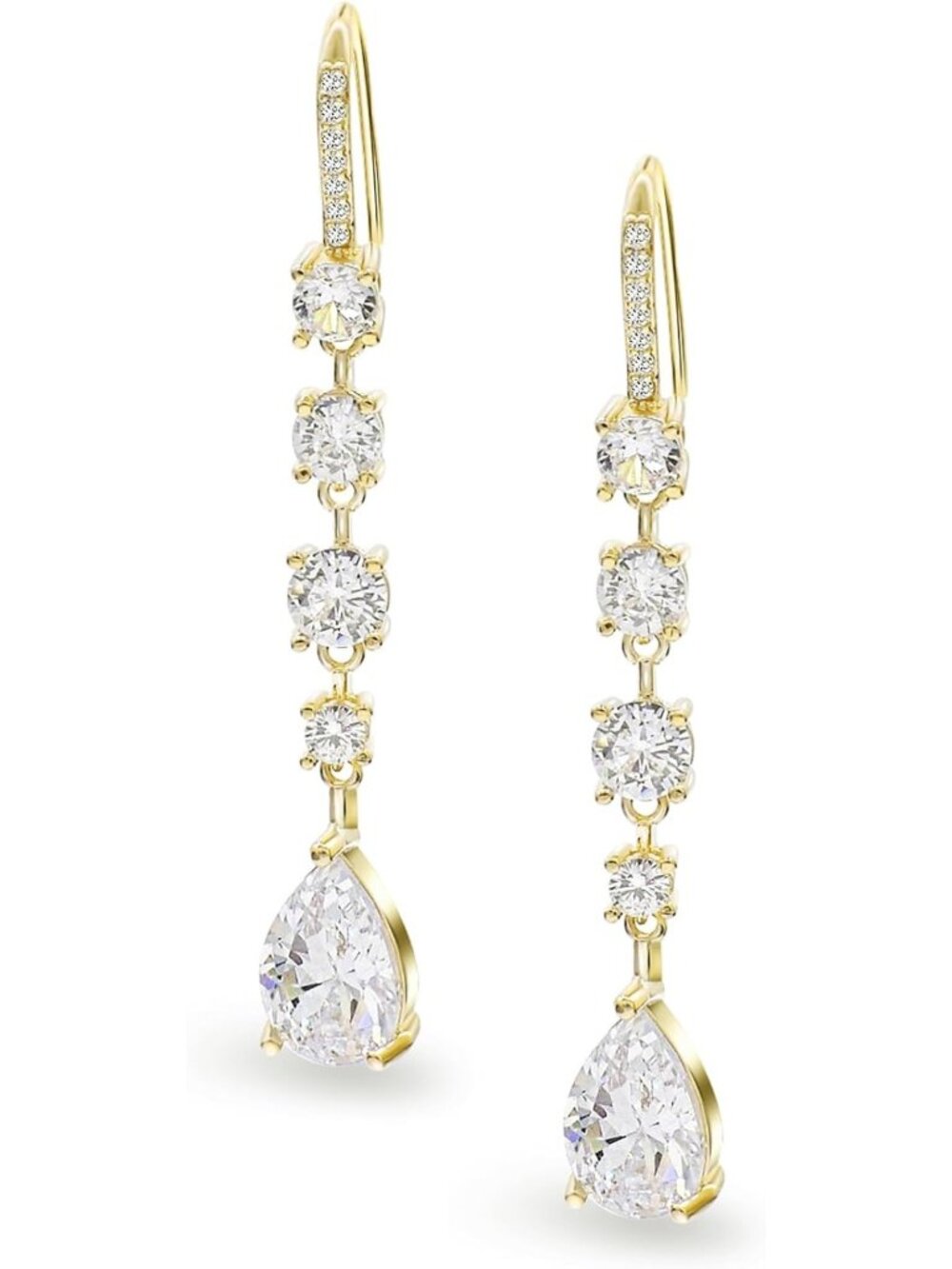 Elegant Teardrop CZ Dangle Earrings - Long Hook for Bride & Bridesmaid Jewelry